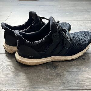 Adidas Men's Black and White Ultra Boost Sneakers